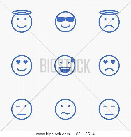 Set of Emoticons. Set of Emoji. Set of Avatar. Outline style illustrations - stock vector.