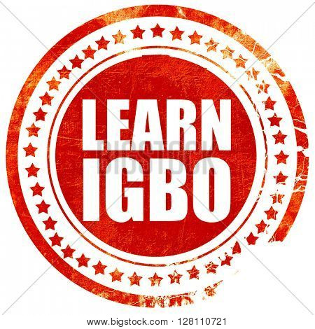 learn igbo, red grunge stamp on solid background