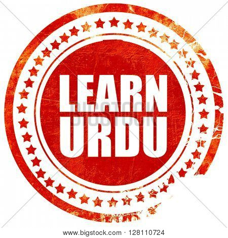 learn urdu, red grunge stamp on solid background