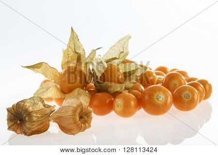 Tropical fruit - Uchuva (Physalis peruviana) on whithe background