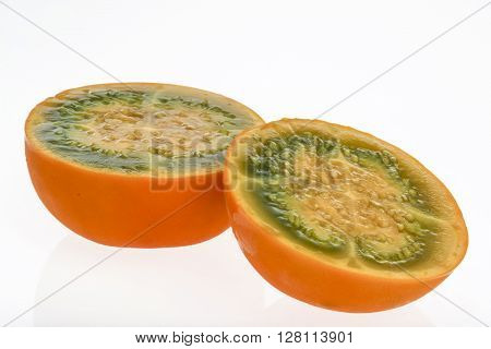 Exotic tropical fruit called lulo (Solanum quitoense)