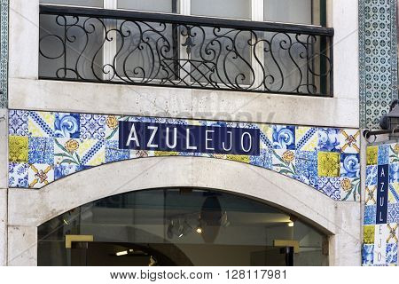 Azulejo - painted tin-glazed ceramic tilework in Lisbon in Portugal