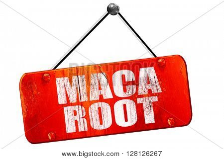 maca root, 3D rendering, vintage old red sign