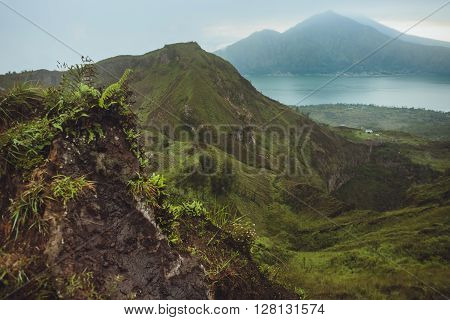 Beautifull Mountain In The Morning Mist , Batur, Bali,  Indonesia