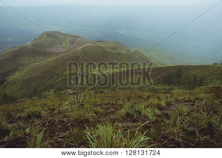 Beautifull Mountain In The Morning Mist , Batur, Bali,  Indonesia