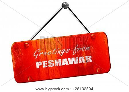 Greetings from peshawar, 3D rendering, vintage old red sign