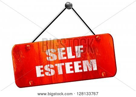 self esteem, 3D rendering, vintage old red sign