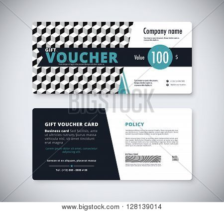 Abstract Gift Voucher Template Card. Business Voucher Card Template. Vector Stock.