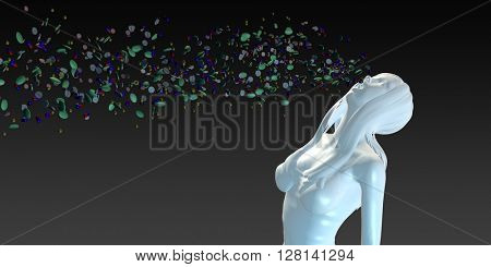 Weightloss or Weight Loss Danger with Woman Taking Pills 3D Illustration Render