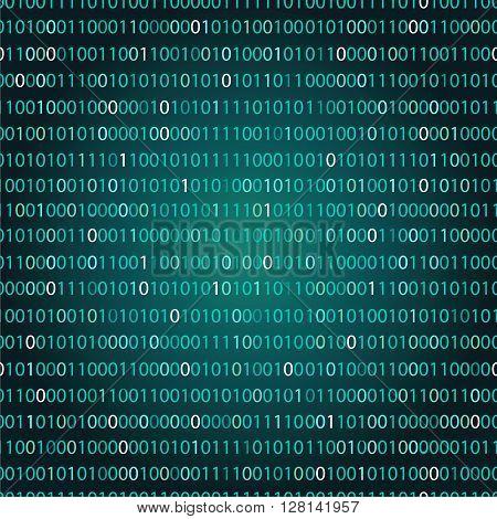 Seamless vector pattern of digits. Abstract Digital background. Technology. Vector illustration in blue and green colors on a black background.