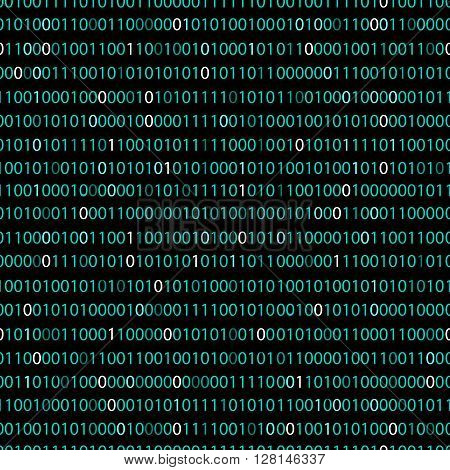 Seamless vector pattern of digits. Abstract Digital background. Technology. Vector illustration in blue and green colors on a black background.