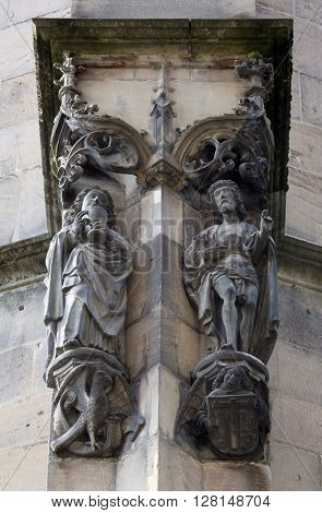 TUBINGEN, GERMANY - OCTOBER 21: Saint Barbara and Saint John the Baptist, Collegiate Church of St. George in Tubingen, Germany on October 21, 2014.