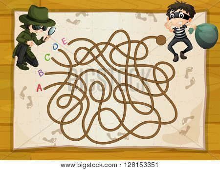 Game template with spy and criminal illustration