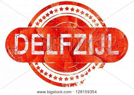 Delfzijl, vintage old stamp with rough lines and edges