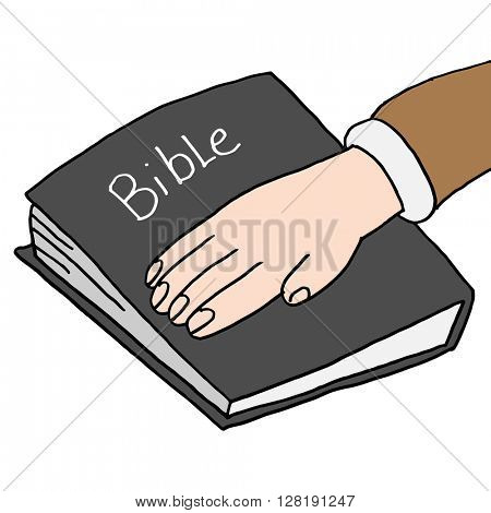 An image of a swearing under oath bible.