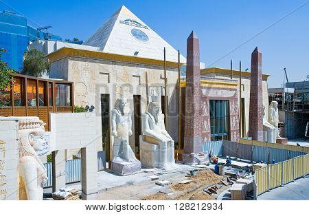 Dubai U.A.E. - February 18 2007: The Egyptian style area of the Wafy City Mall