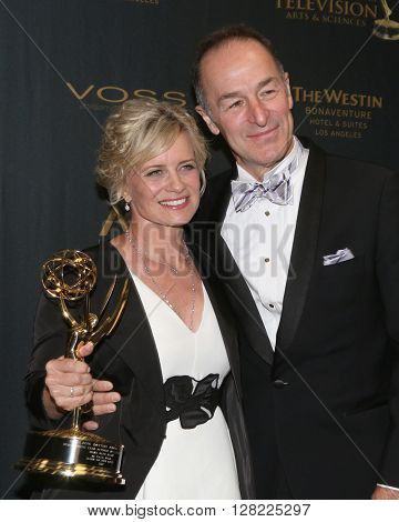 LOS ANGELES - MAY 1:  Mary Beth Evans, Michael Schwartz at the 43rd Daytime Emmy Awards at the Westin Bonaventure Hotel  on May 1, 2016 in Los Angeles, CA