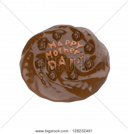 Happy mother's day chocolate cake. 3D illustration.