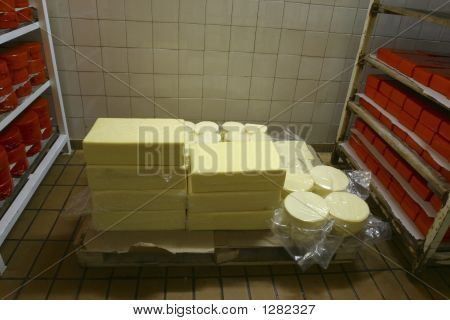 Archiviazione di formaggio nel caseificio