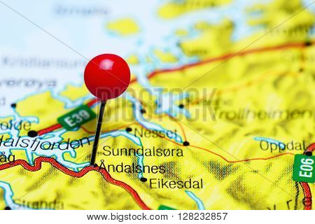 Andalsnes pinned on a map of Norway