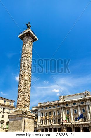 View of Piazza Colonna Square in Rome, Italy