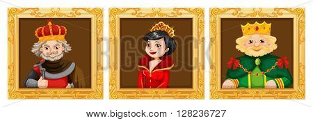 Kings and queens in photo frames illustration