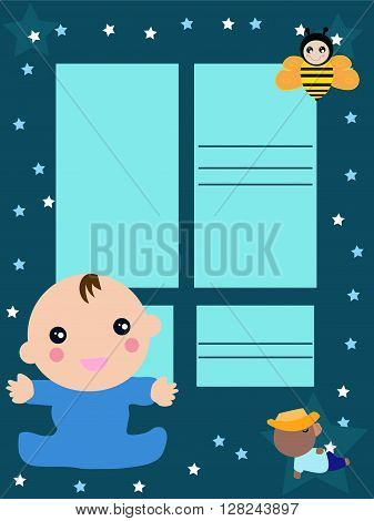 Baby card invitation, baby shower , cartoon representing