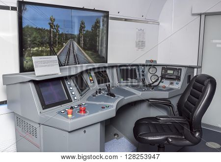 ROSTOV-ON-DON RUSSIA- APRIL 28 - The simulator of electric trains 