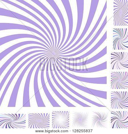 Light purple and white vector spiral design background set. Different color, gradient, screen, paper size versions.