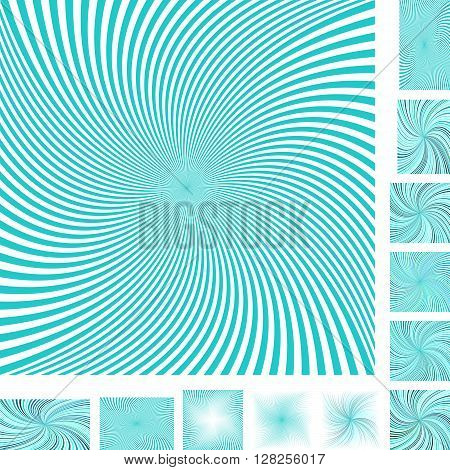 Cyan and white vector spiral design background set. Different color, gradient, screen, paper size versions.