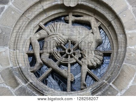 TUBINGEN, GERMANY - OCTOBER 21: Martyrdom of St George, Collegiate Church of St. George in Tubingen, Germany on October 21, 2014.