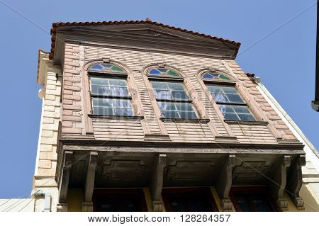 Ottoman facade in an alley of the city of Rethymnon in Crete.