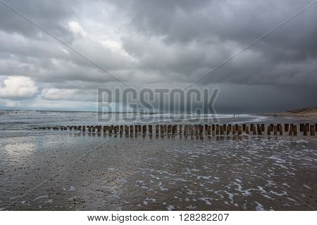 Beautiful clouds on the sea during a storm.
