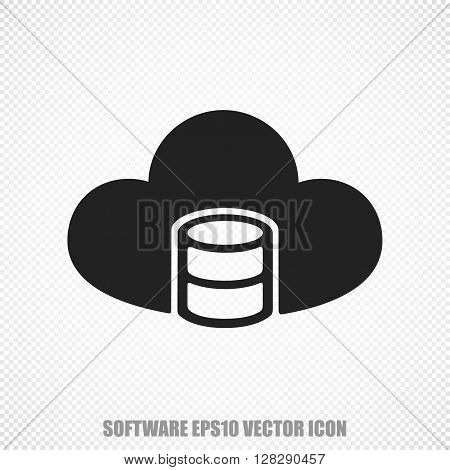 The universal vector icon on the Software theme: Black Database With Cloud. Modern flat design. For mobile and web design. EPS 10.