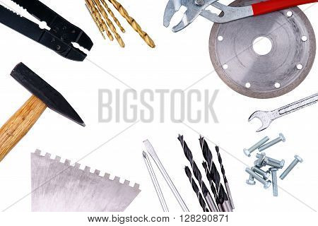 Various tools isolated on a white background