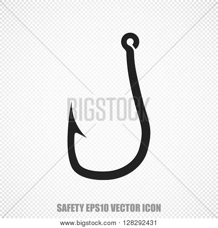 The universal vector icon on the security theme: Black Fishing Hook. Modern flat design. For mobile and web design. EPS 10.