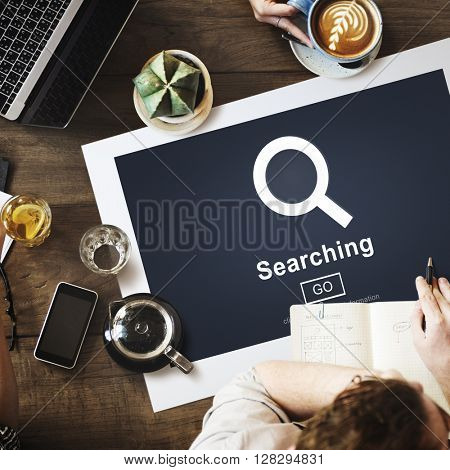 Searching Magnify Browsing Search Engine Optimization Concept