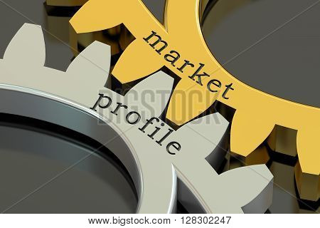 Market Profile concept on the gearwheels 3D rendering
