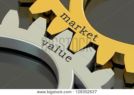 Market Value concept on the gearwheels 3D rendering