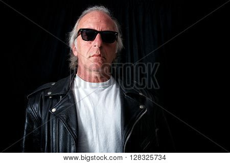 Older Grey Haired Biker