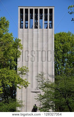 WASHINGTON, DC - APR 16: Robert Taft Memorial in Washington DC, as seen on April 16, 2016. It is a carillon dedicated as a memorial to US Senator Robert Taft, son of President William Howard Taft.