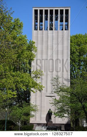 WASHINGTON, DC - APR 16: Robert Taft Memorial in Washington DC, as seen on April 16, 2016. It is a carillon dedicated as a memorial to US Senator Robert Taft, son of President William Howard Taft.