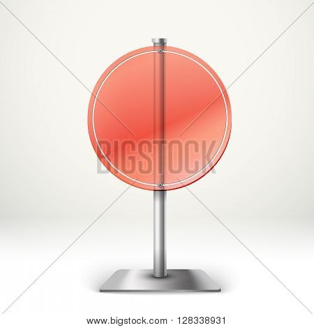 Blank transparent glass round information board. Template for a text