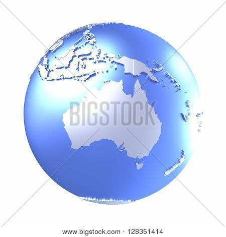 Australia On Bright Metallic Earth