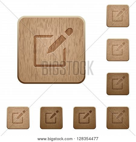 Set of carved wooden editbox buttons in 8 variations.
