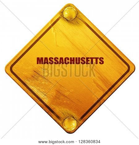  masschusetts, 3D rendering, isolated grunge yellow road sign