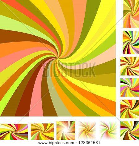 Colorful vector spiral design background set. Different color, gradient, screen, paper size versions.