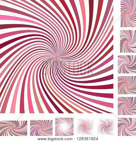 Red and white vector spiral design background set. Different color, gradient, screen, paper size versions.