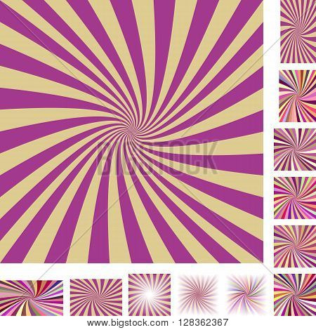 Retro vector spiral design background set. Different color, gradient, screen, paper size versions.
