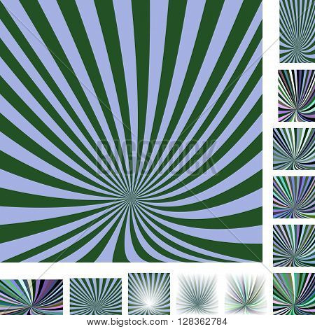 Retro vector ray burst design background set. Different color, gradient, screen, paper size versions.